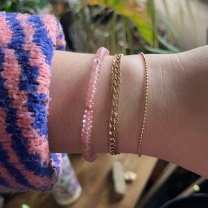 strawberry quartz & 14k gold bracelet.